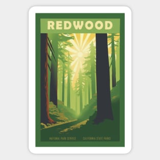 Redwood National Park Vintage Travel Poster Sticker